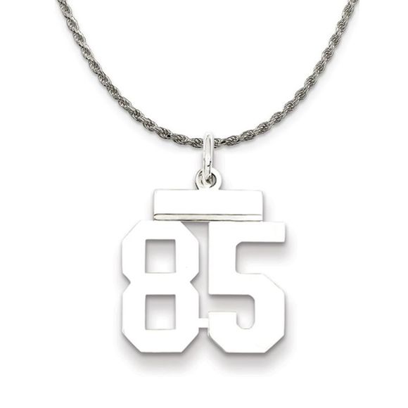 Sterling Silver Athletic Lg Polished Number 85 Necklace - 26 Inch